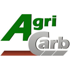 Le logo de l'entreprise Agricarb vert, marron et gris
